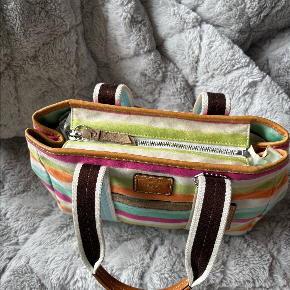 Y2K Coach Hampton Watercolour Striped Canvas Bag - Picture 5 of 12